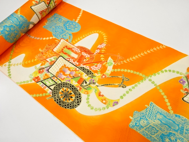 アンティーク　御所車模様織り出し　子供用着尺反物